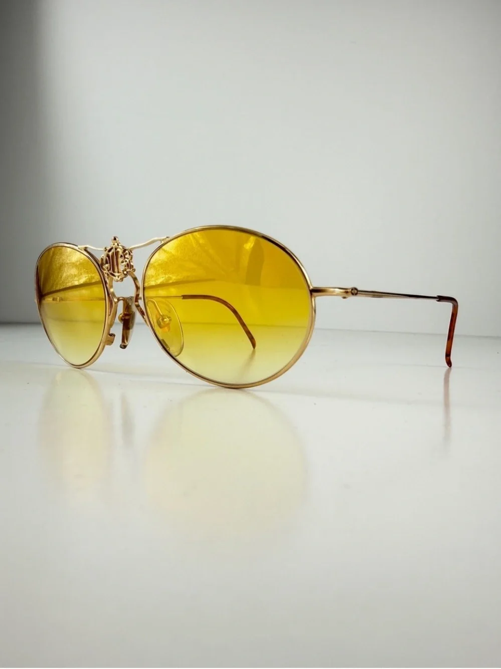 Dior 2640 Royal Crest DeadStock 80s Wire Aviator Custom Sunglasses Lens Full Set